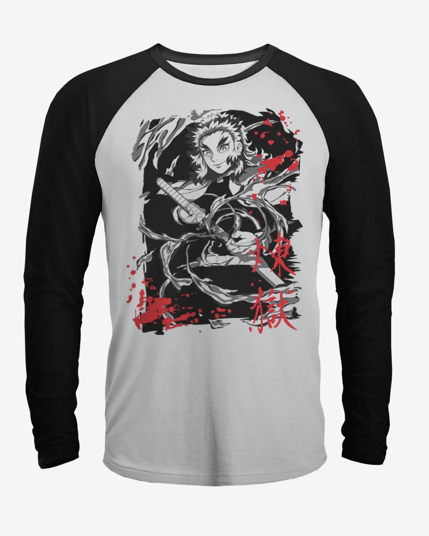 Polera Raglan Rengoku pilar de fuego