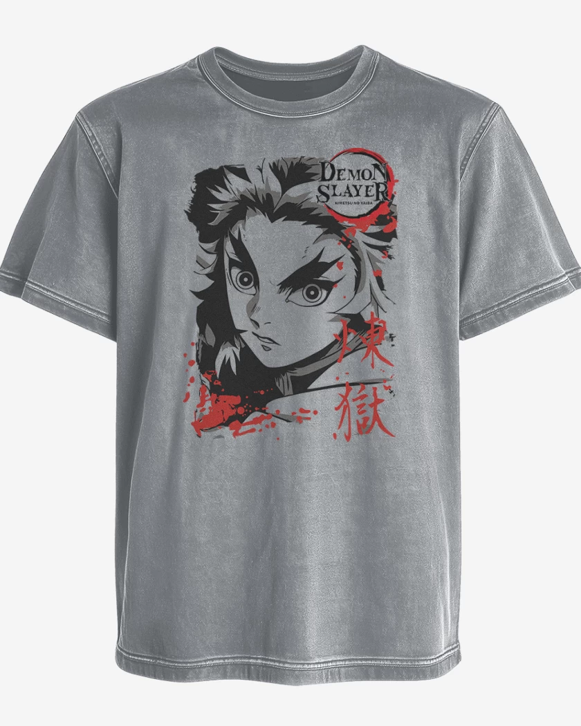 Polera desgastada Gris Melange de Rengoku 2