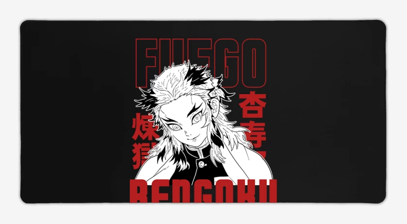 Mouse pad Gamer Negro de Rengoku Fuego