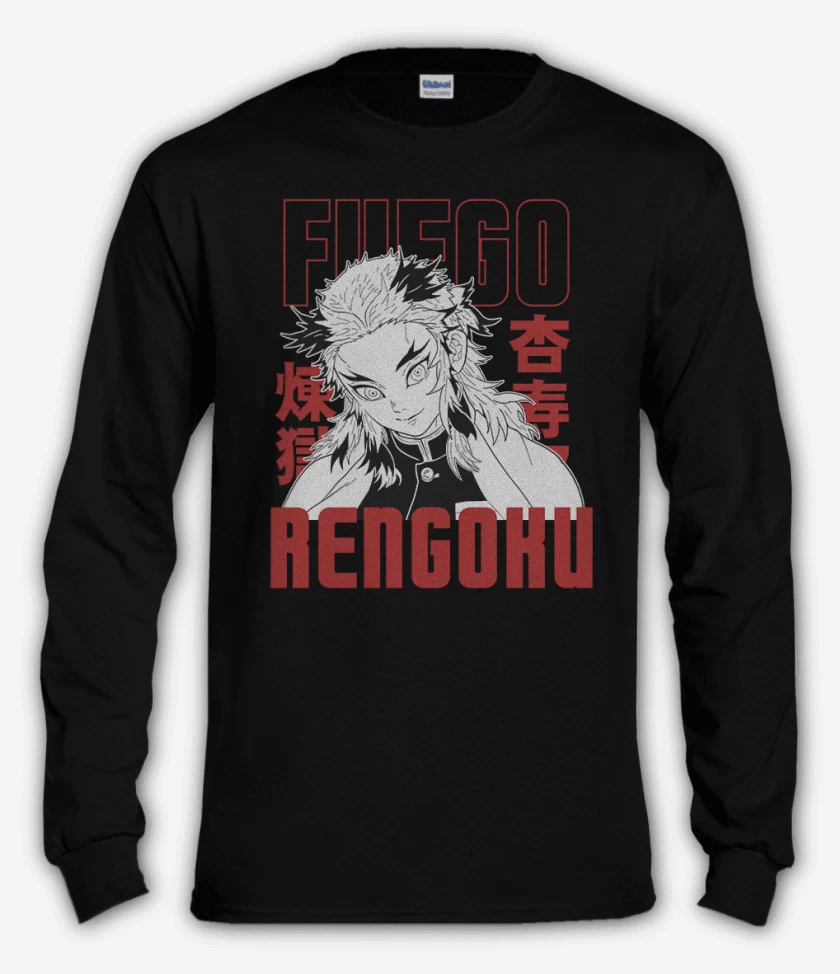 Polera manga larga Negro de Rengoku Fuego