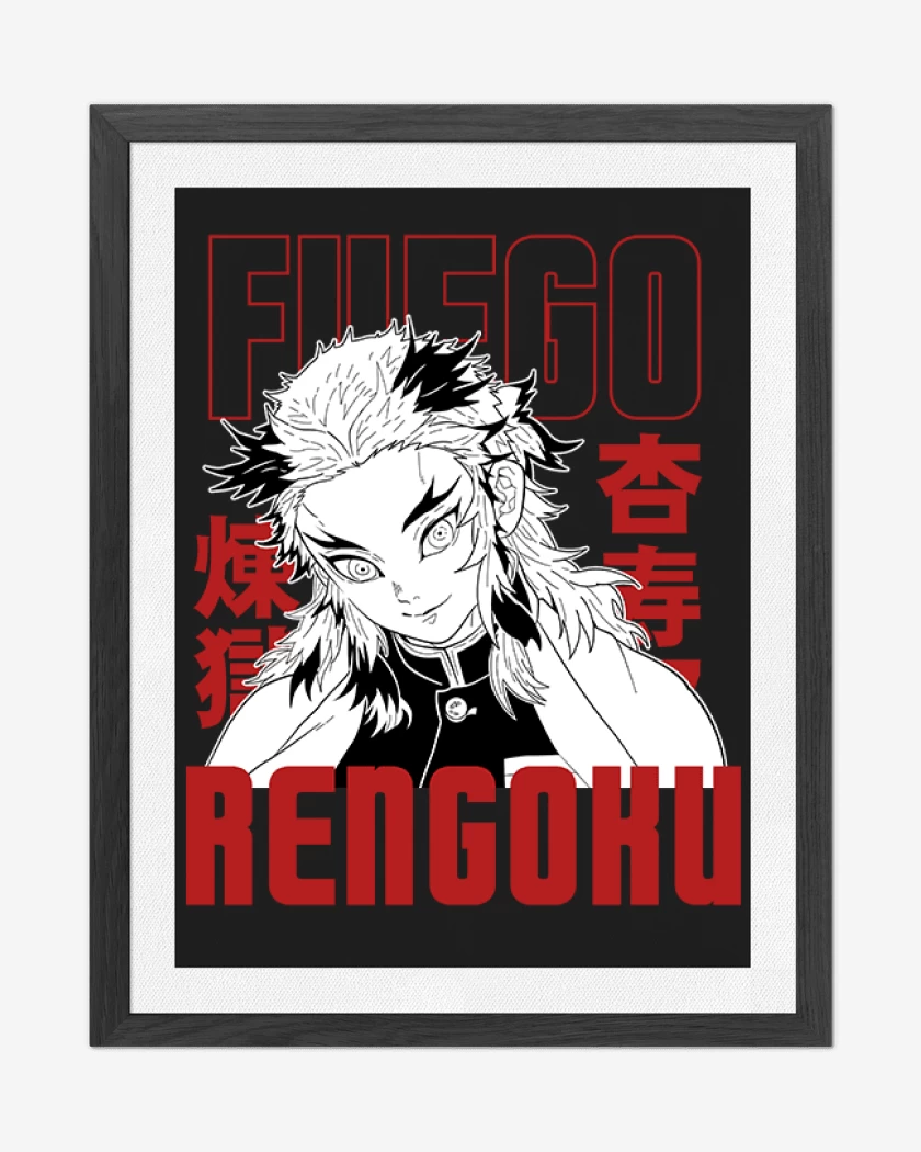 Cuadro decorativo Negro de Rengoku Fuego