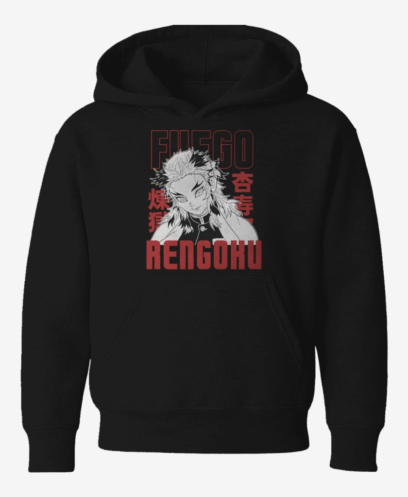 Poleron de niño Negro de Rengoku Fuego
