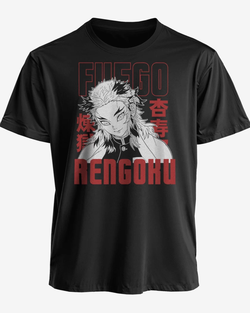 Polera premium Negro de Rengoku Fuego