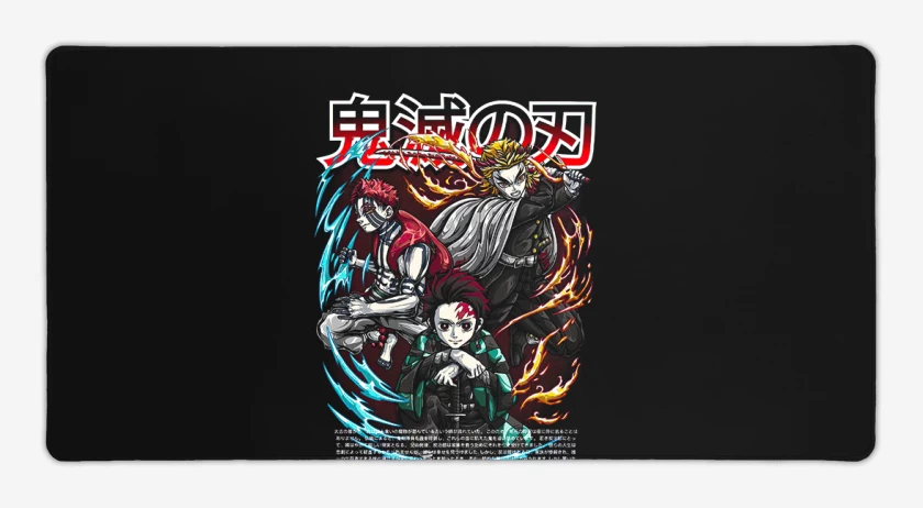 Mouse pad Gamer Negro de Rengoku y Tanjiro vs Akaza