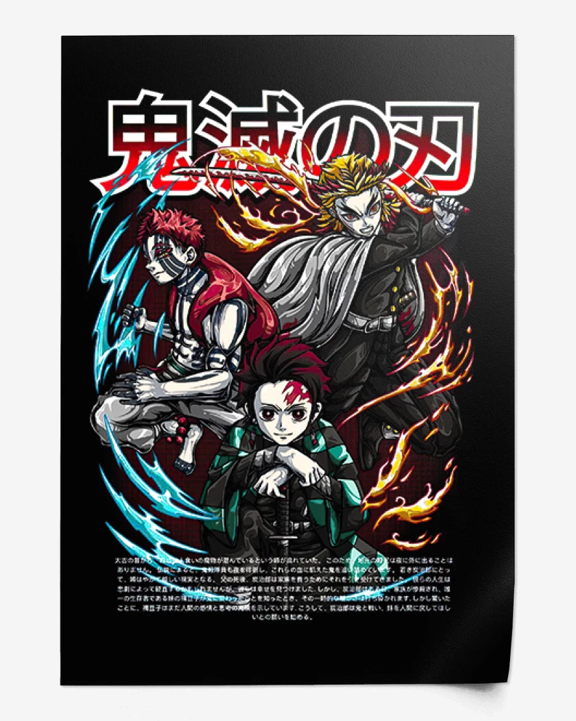 Print Rengoku y Tanjiro vs Akaza