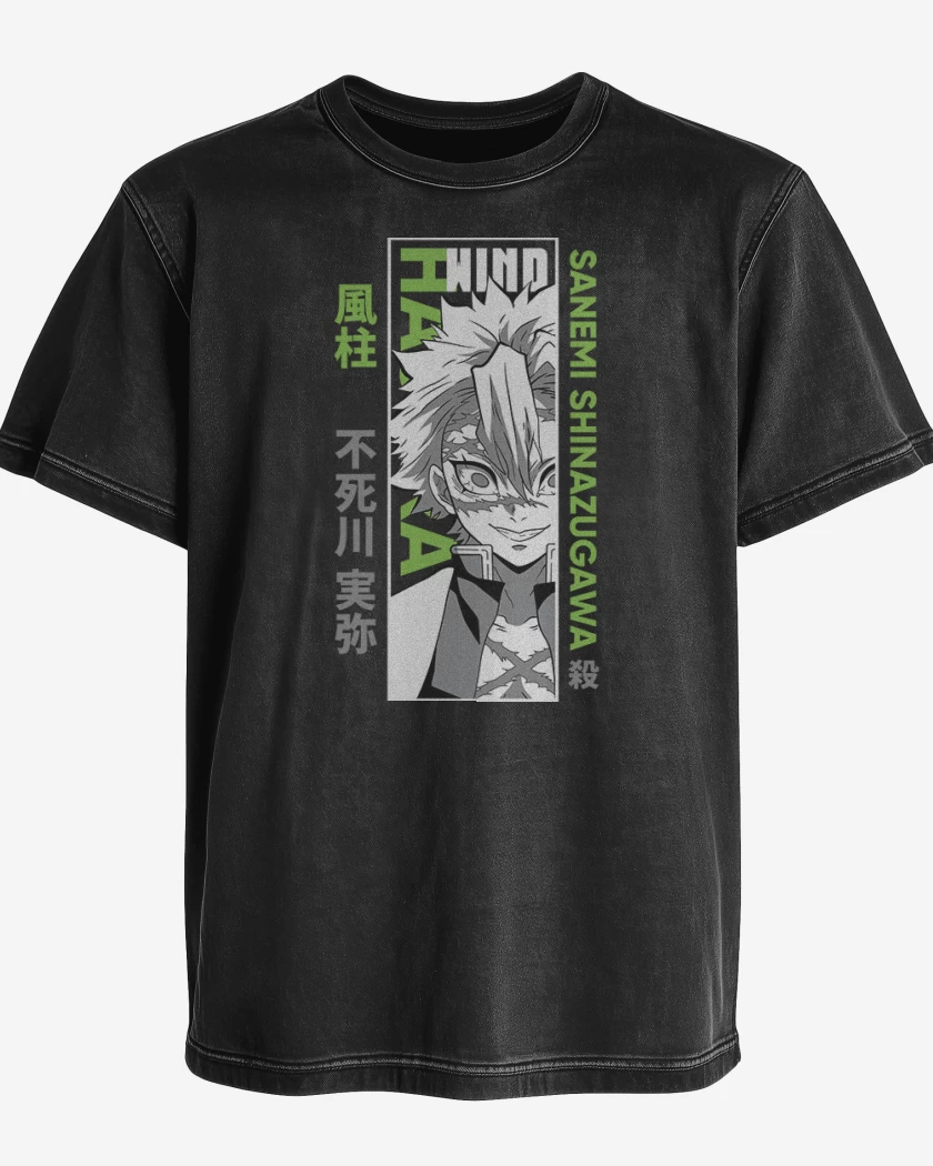 Polera desgastada Negro de Pilar Sanemi
