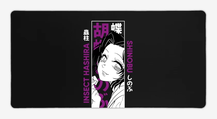 Mouse pad Gamer Negro de Shinobu pilar del insecto