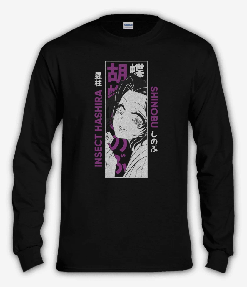 Polera manga larga Negro de Shinobu pilar del insecto
