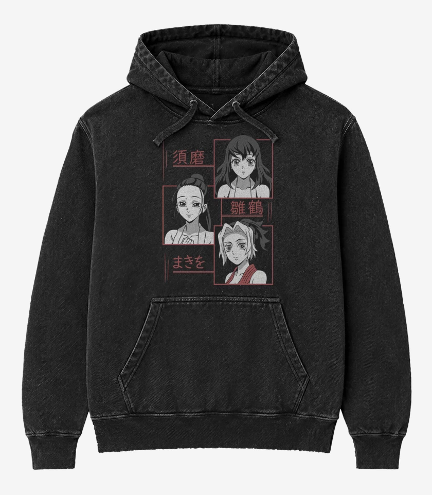 Poleron Canguro Acid Wash Negro de Suma Hinatsuro y Makio