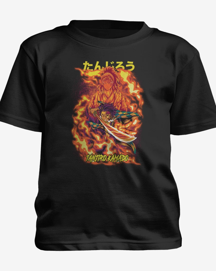 Polera de niño Negro de Tanjiro Kamado Respiración solar 