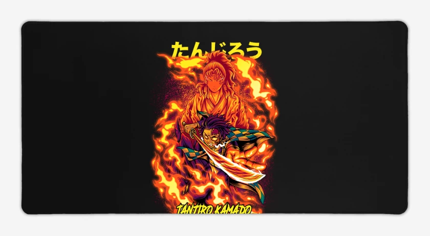 Mouse pad Gamer Negro de Tanjiro Kamado Respiración solar 