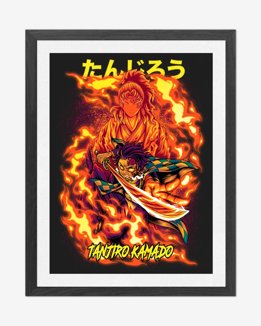 Cuadro decorativo Negro de Tanjiro Kamado Respiración solar 