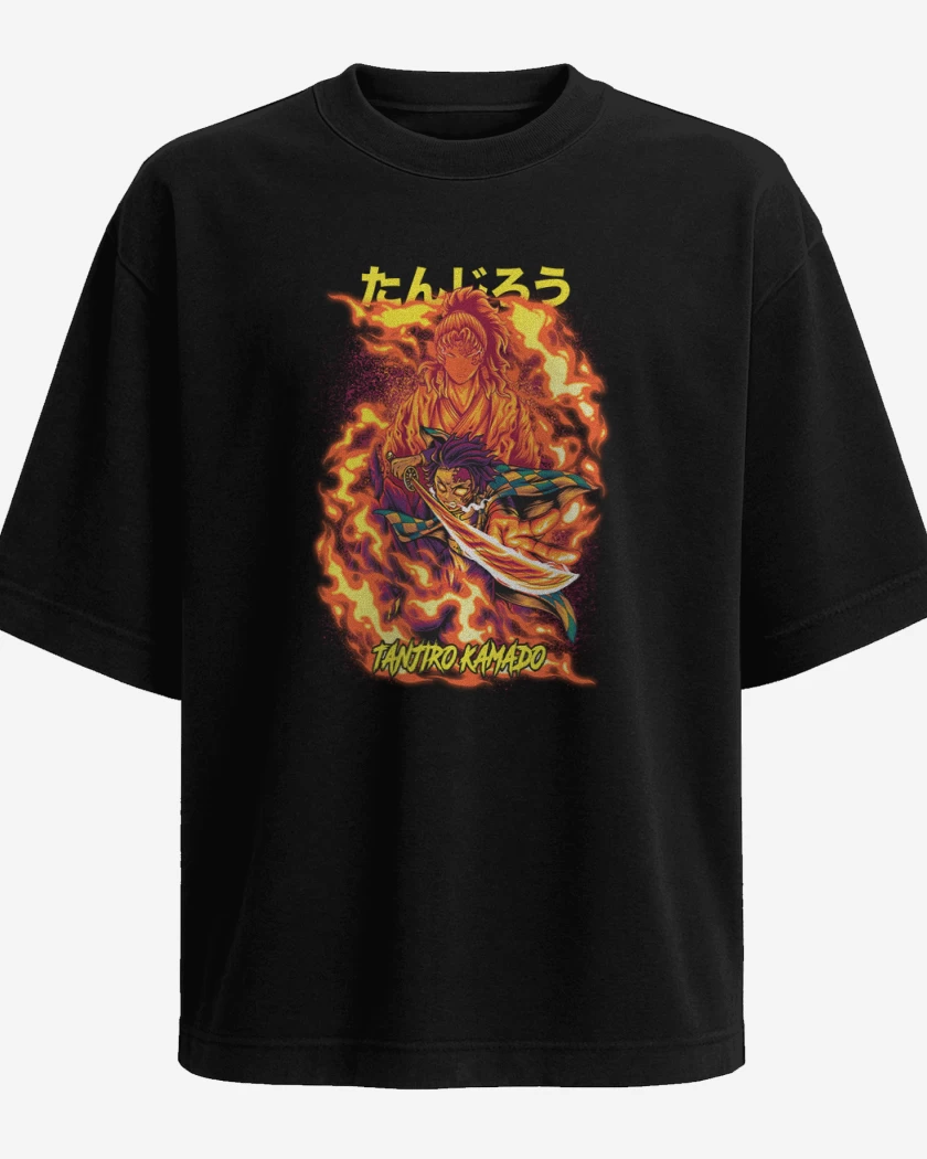 Polera Oversize Negro de Tanjiro Kamado Respiración solar 