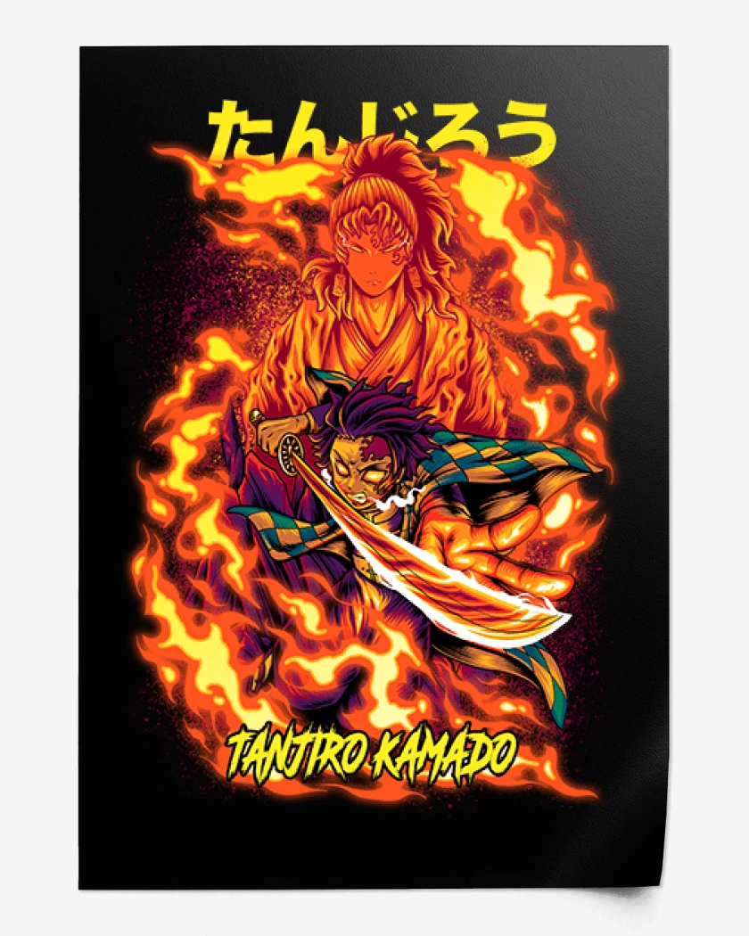 Print Negro de Tanjiro Kamado Respiración solar 