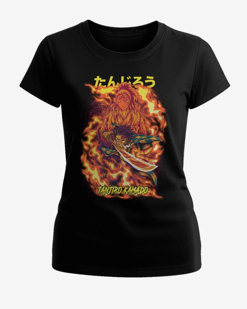 Polera de Mujer Negro de Tanjiro Kamado Respiración solar 