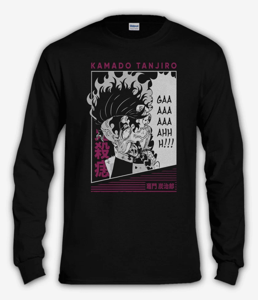 Polera manga larga Negro de Tanjiro Rage