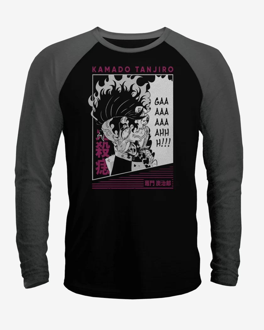 Polera Raglan Negro / Negro Heather de Tanjiro Rage