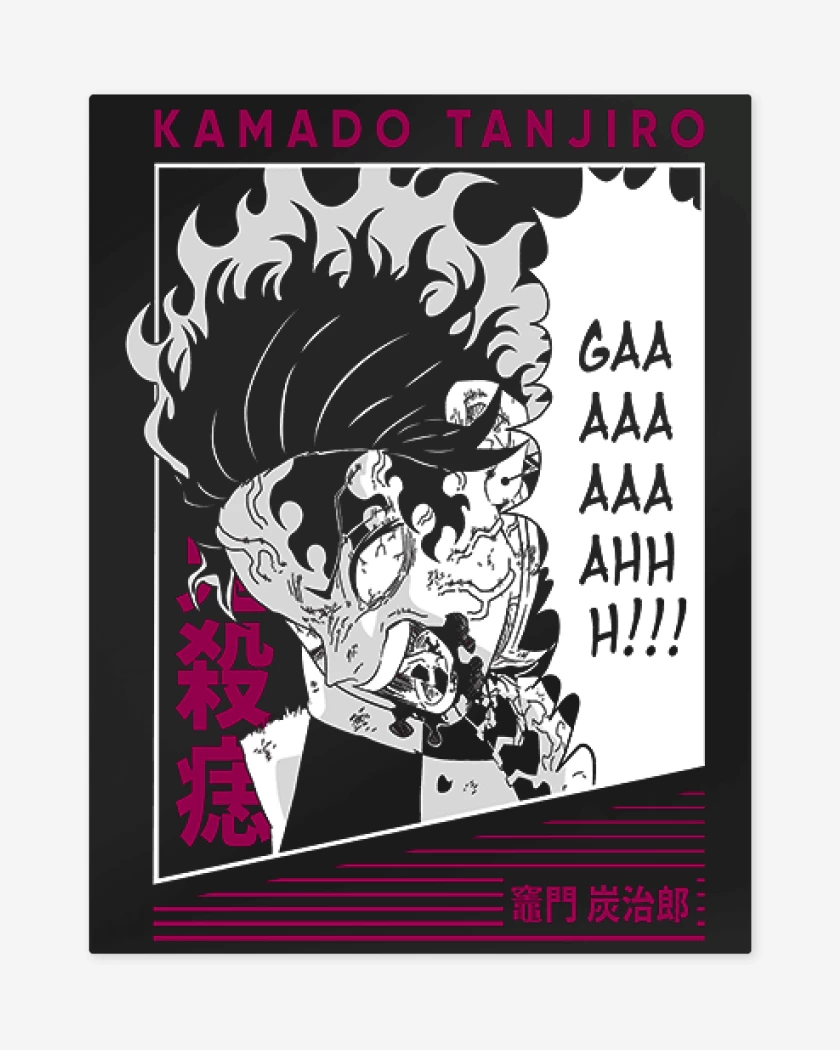 Print metalico Negro de Tanjiro Rage