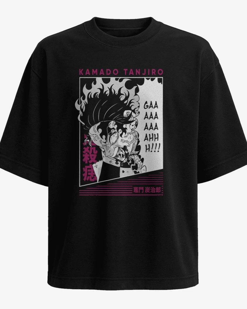 Polera Oversize Negro de Tanjiro Rage