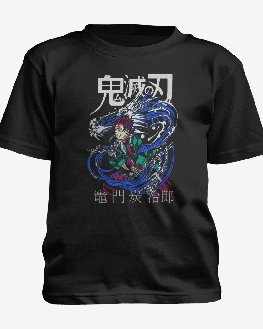 Polera de niño Negro de Tanjiro Respiracion del agua