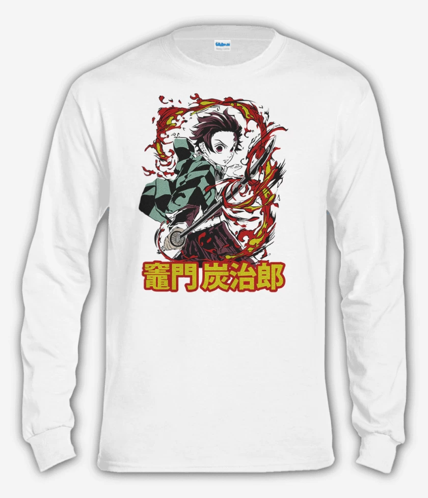 Polera manga larga Blanco de Tanjiro Respiracion solar