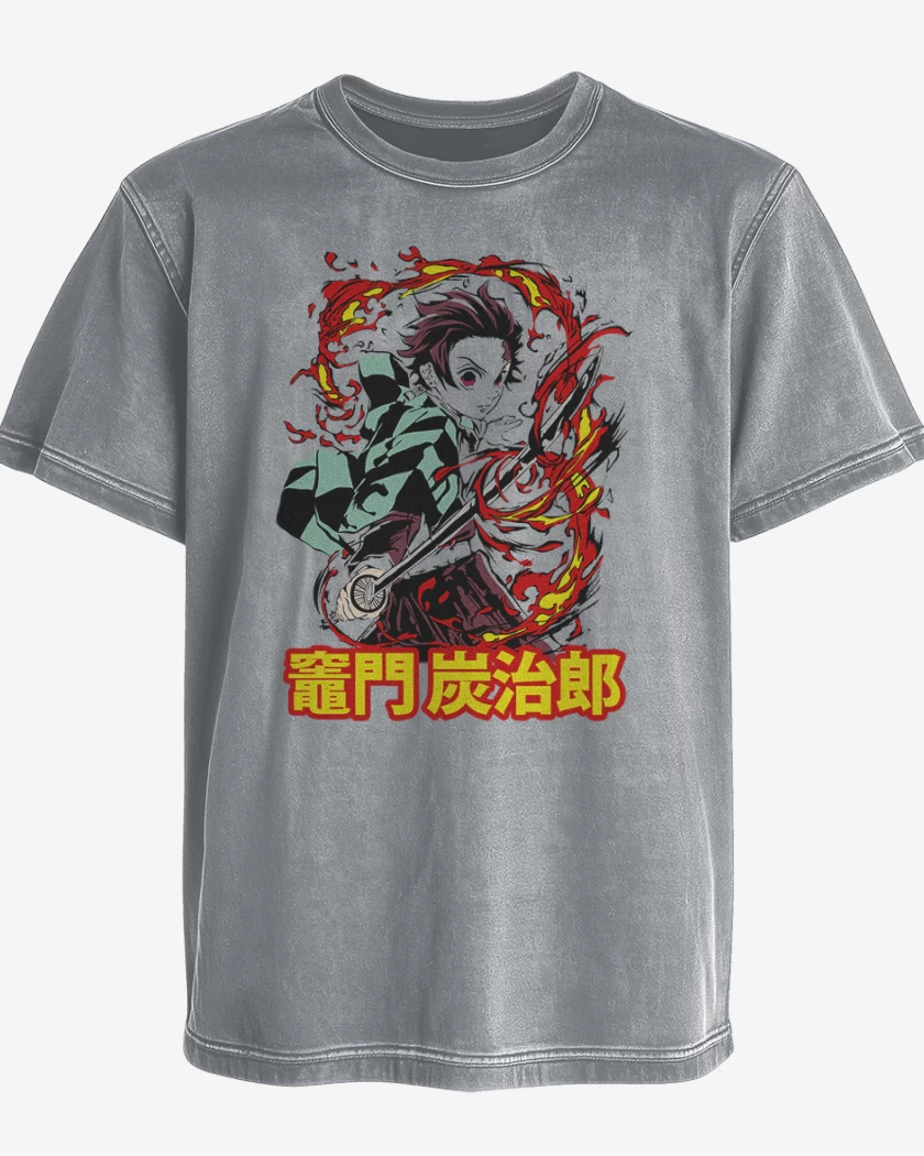Polera desgastada Gris Melange de Tanjiro Respiracion solar