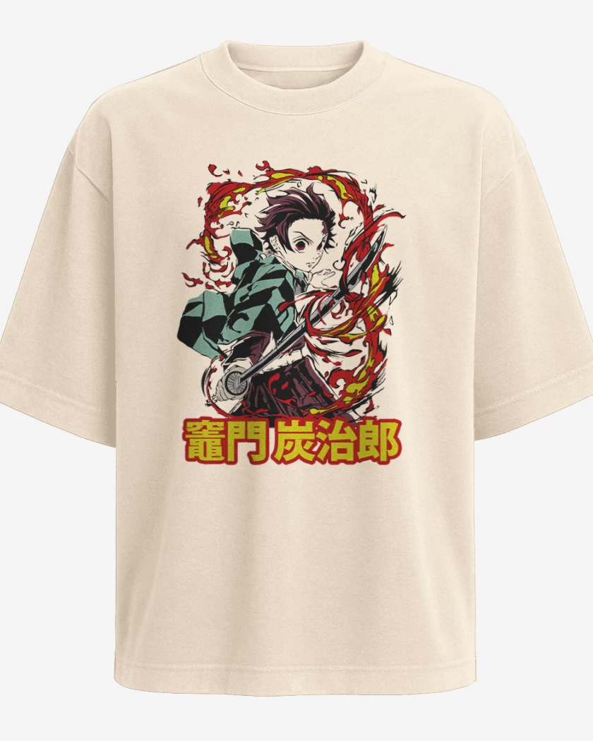 Polera Oversize Beige de Tanjiro Respiracion solar