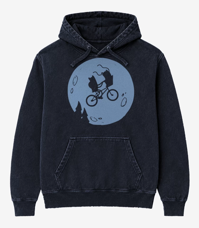 Poleron Canguro Acid Wash Azul Marino de Et Time