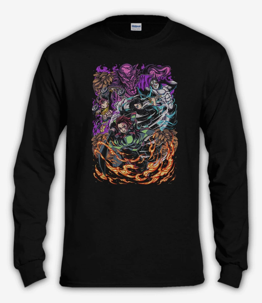 Polera manga larga Negro de Tanjiro And Tokito