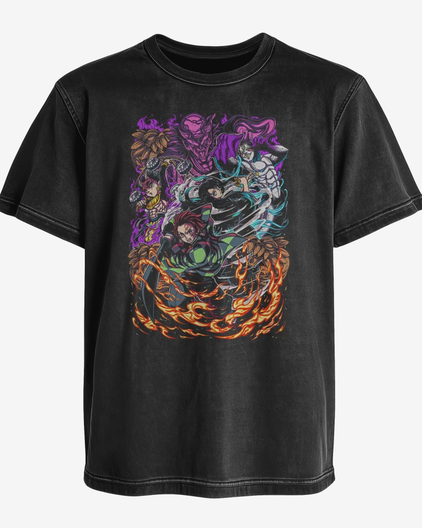 Polera desgastada Negro de Tanjiro And Tokito