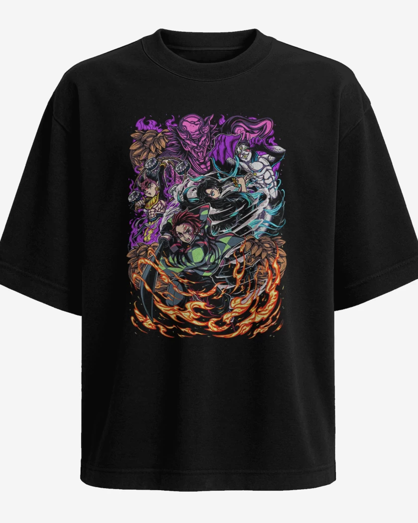 Polera Oversize Negro de Tanjiro And Tokito
