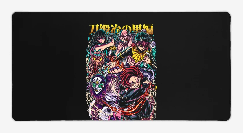 Mouse pad Gamer Negro de Tanjiro y Tokito 