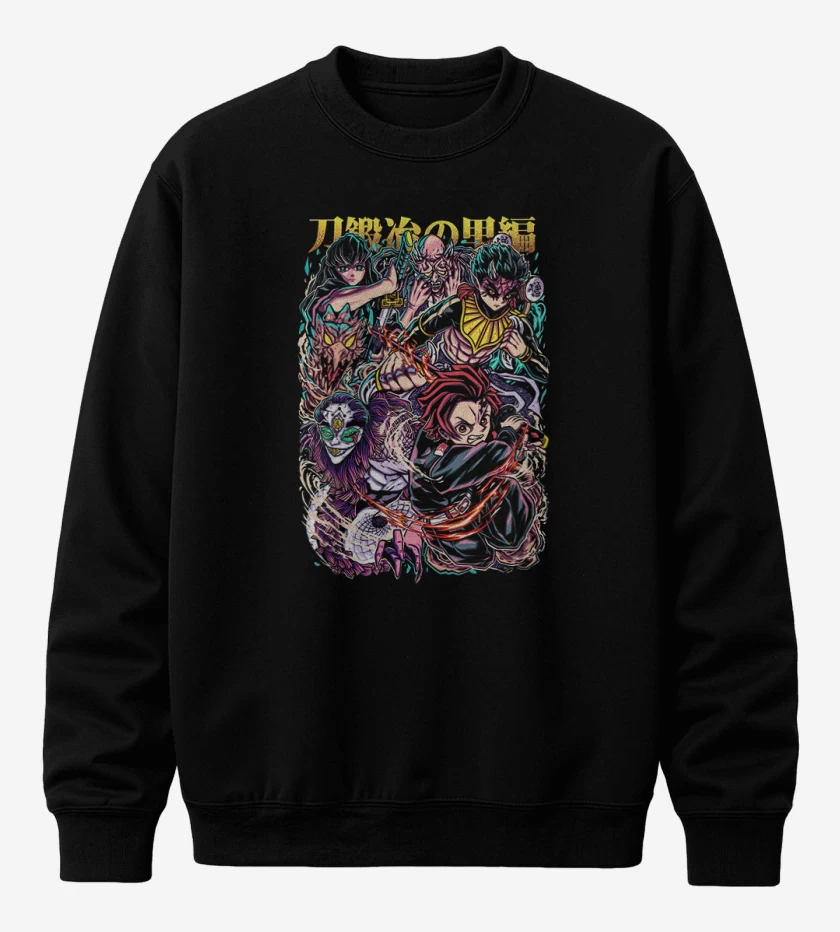 Poleron polo Negro de Tanjiro y Tokito 