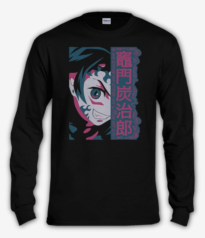 Polera manga larga Negro de Tanjiro Demon