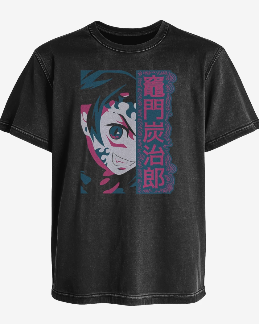 Polera desgastada Negro de Tanjiro Demon