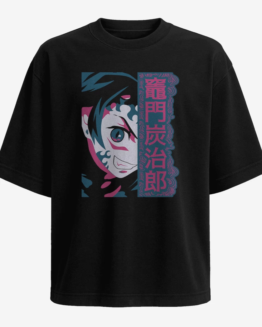 Polera Oversize Negro de Tanjiro Demon