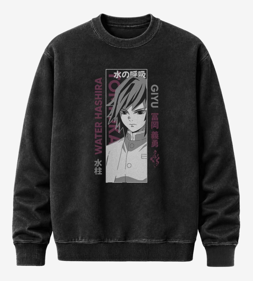 Poleron Polo Acid Wash Negro de Tomioka pilar del Agua