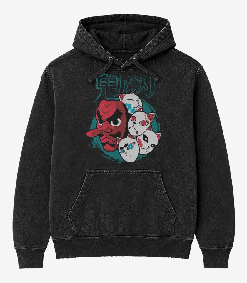 Poleron Canguro Acid Wash Negro de Urokodaki