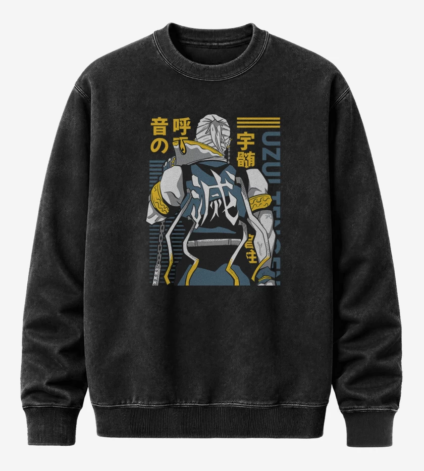 Poleron Polo Acid Wash Negro de Uzui Tengen