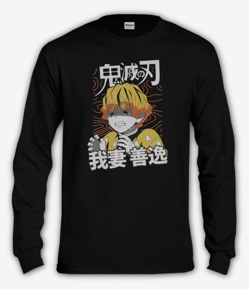 Polera manga larga Negro de Zenitsu Agatsuma Rayo