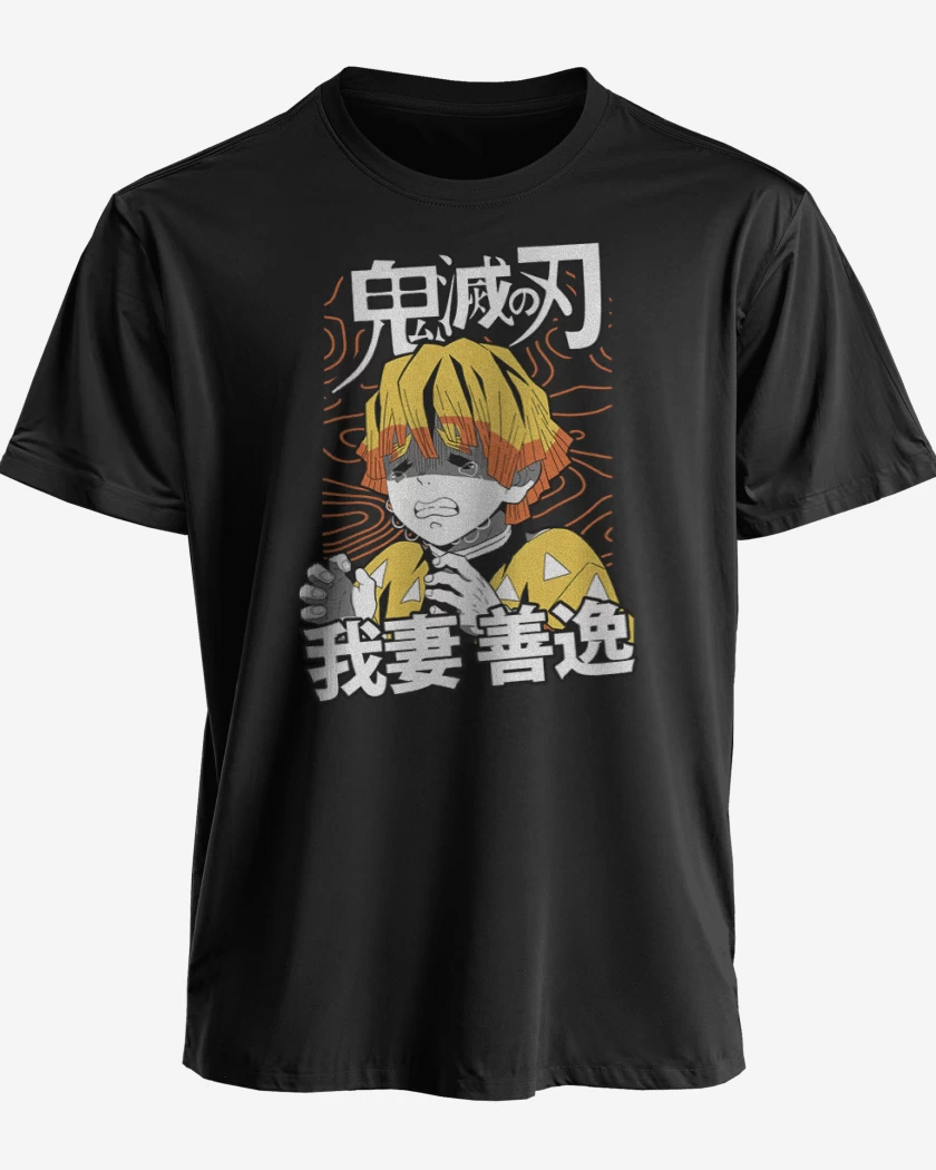 Polera premium Negro de Zenitsu Agatsuma Rayo