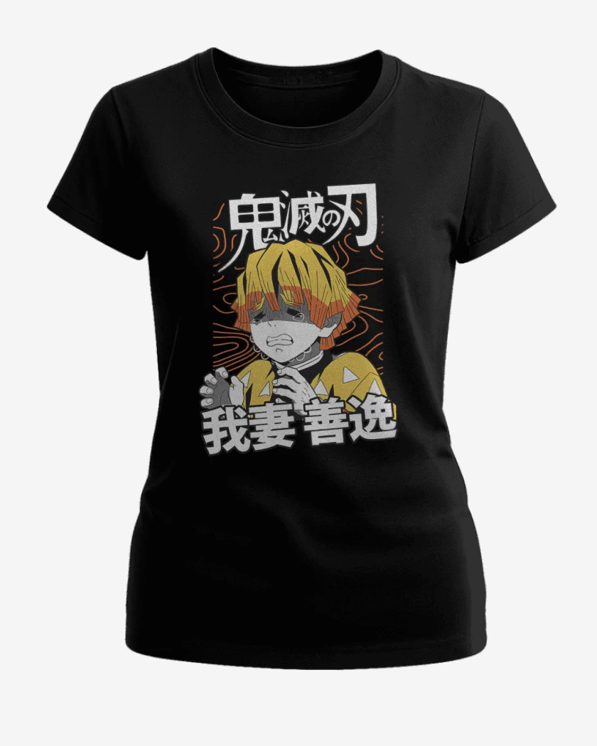 Polera de Mujer Negro de Zenitsu Agatsuma Rayo