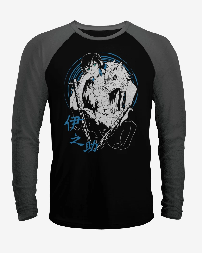 Polera Raglan Negro / Negro Heather de Inosuke Jabali