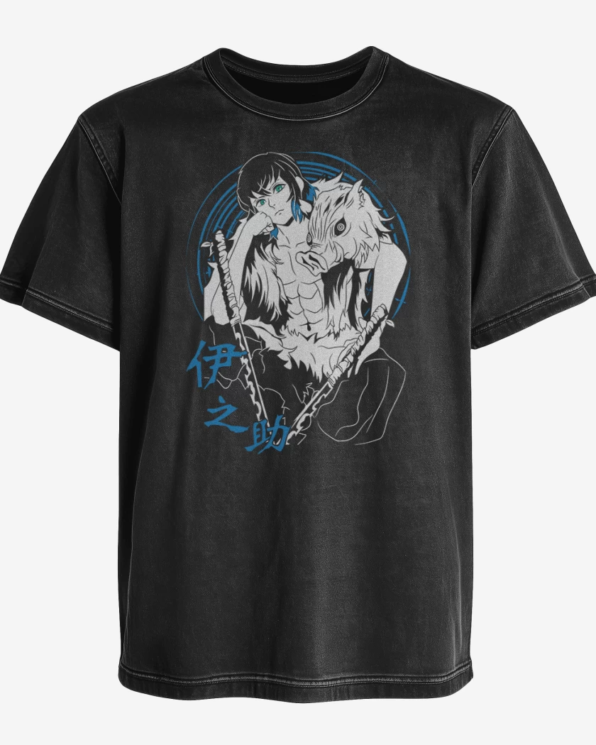 Polera desgastada Negro de Inosuke Jabali