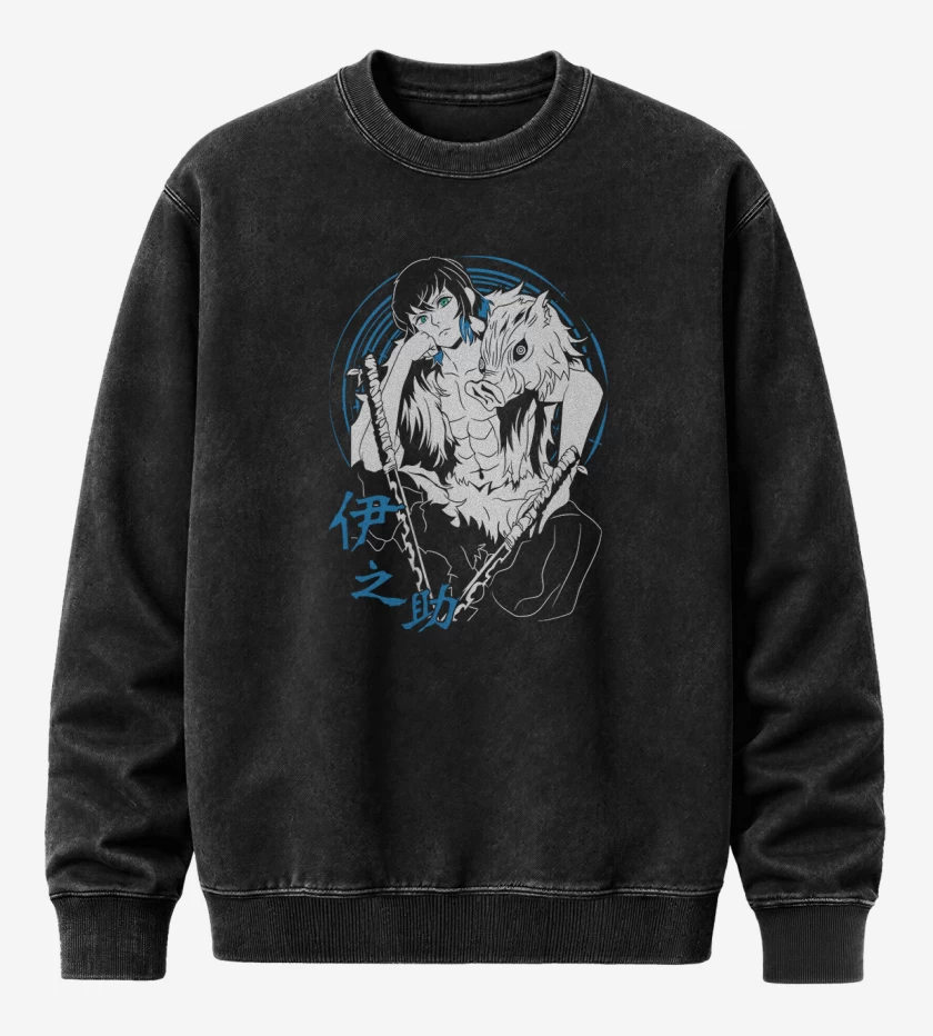 Poleron Polo Acid Wash Negro de Inosuke Jabali