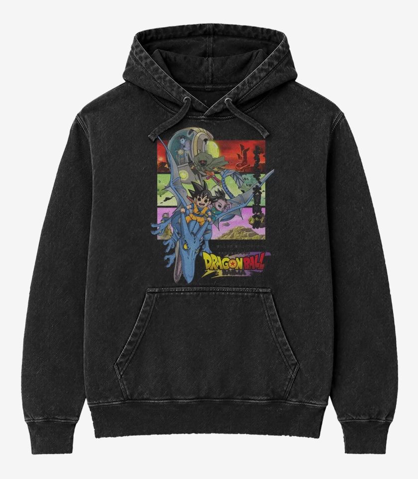 Poleron Canguro Acid Wash Negro de Dragon Ball Daima