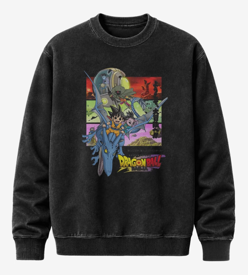 Poleron Polo Acid Wash Negro de Dragon Ball Daima
