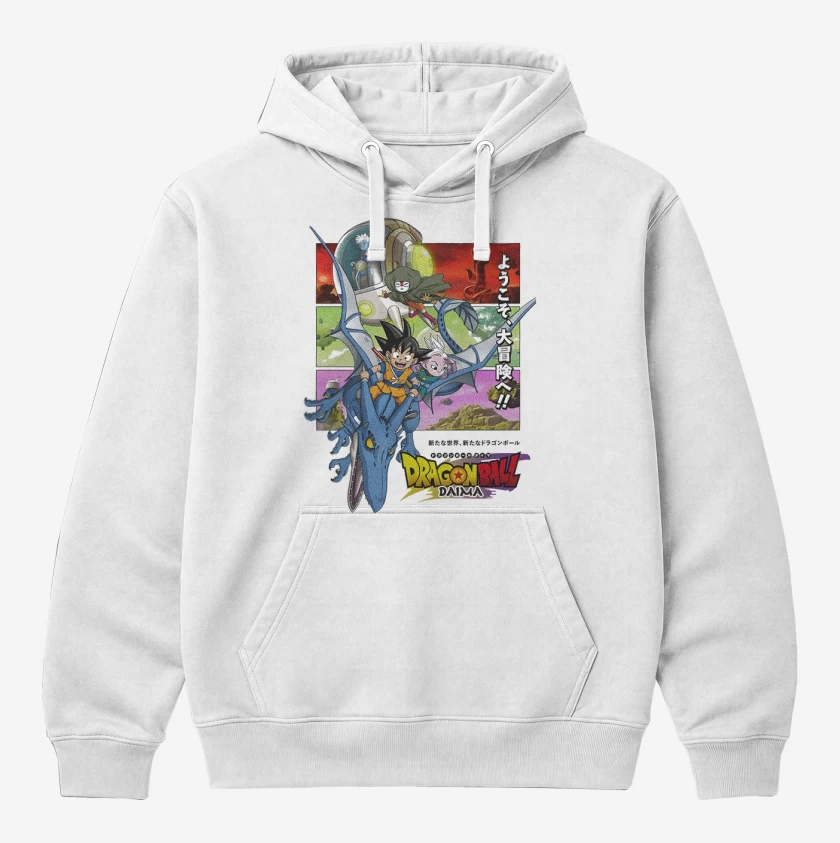 Polerón Canguro Blanco de Dragon Ball Daima