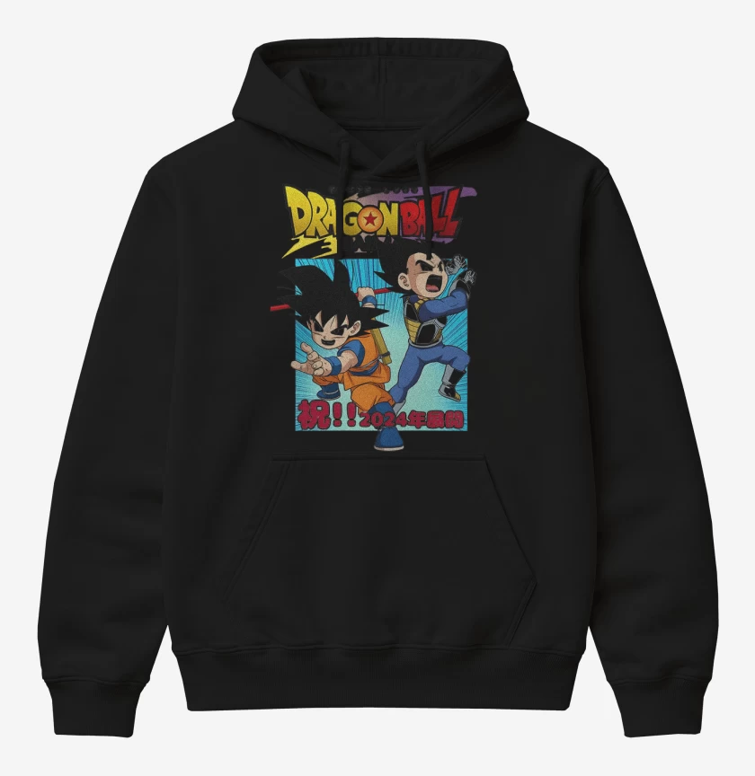 Poleron Canguro básico Negro de Goku y Vegeta Daima