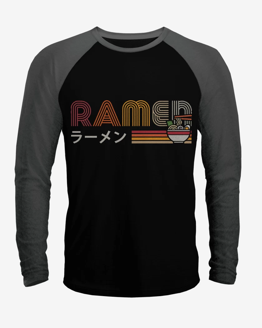 Polera Raglan Negro / Negro Heather de Vintage Ramen
